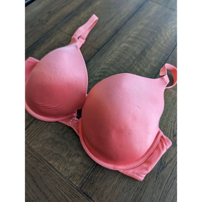 Maidenform Womens Sz 34D Coral Pink Lightly Lined T Shirt Bra