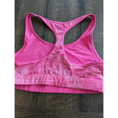 Champion Womens Sz L Sports Bra Pink White Striped Reversible