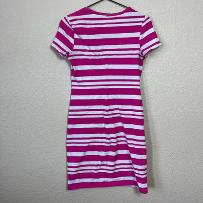 Old Navy Womens Sz XS Short Sleeve T Shirt Dress Pink White Striped