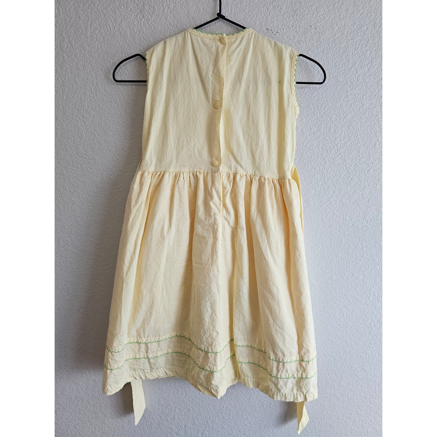 Vintage D Rosy Girls Sz 6 Light Yellow Cotton embroidered Dress Floral