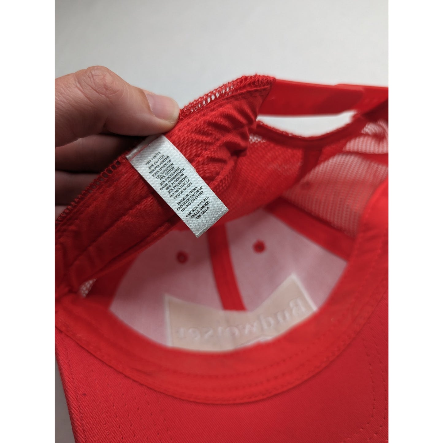 Mens Budweiser Beer Snapback Trucker Hat Red