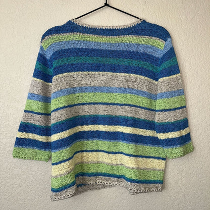 Christopher & Banks Womens Sz S Thick Knit Cardigan Sweater Striped