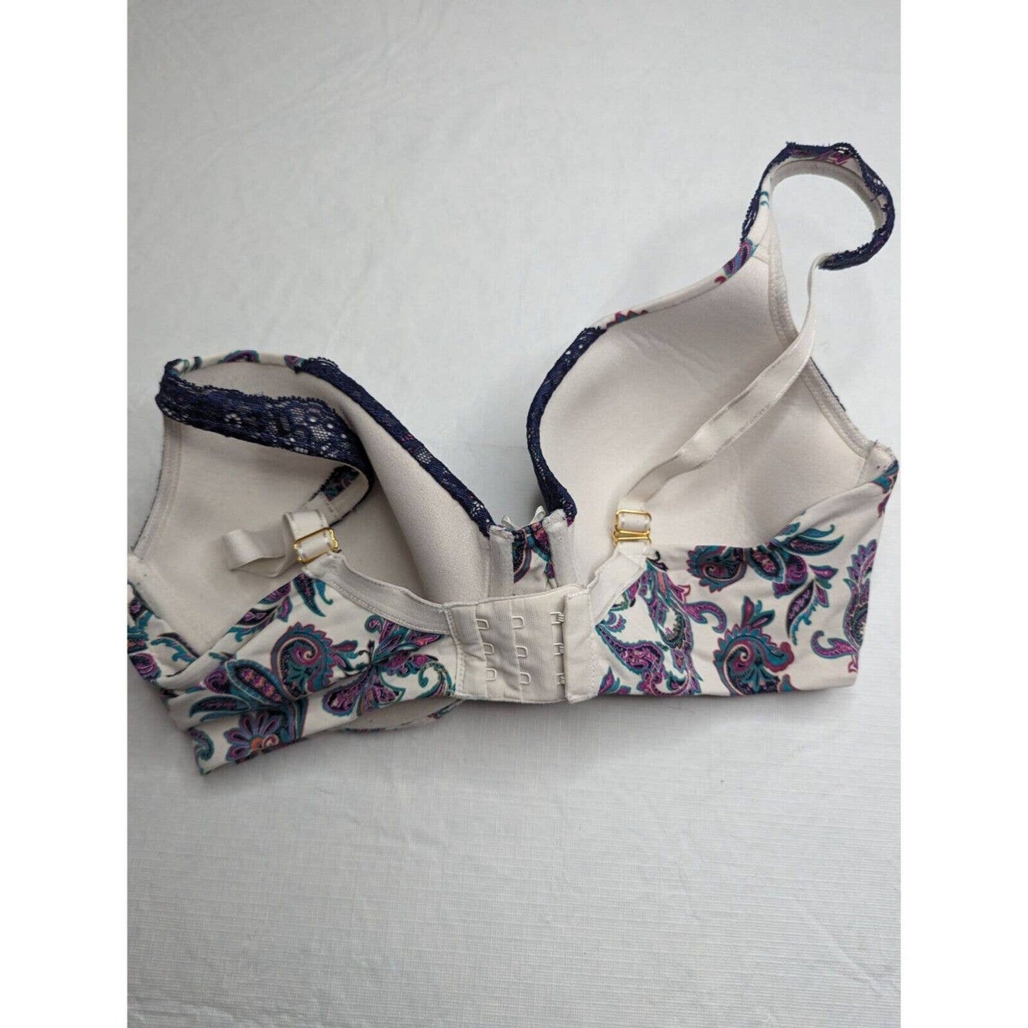 Soma Sz 34DD Embraceable Full Coverage Lace Trim Bra White Floral