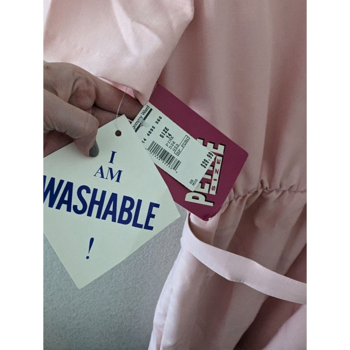 Vintage 1970s Tabby of California Sz 14 Light Pink Suit Dress Belted NEW