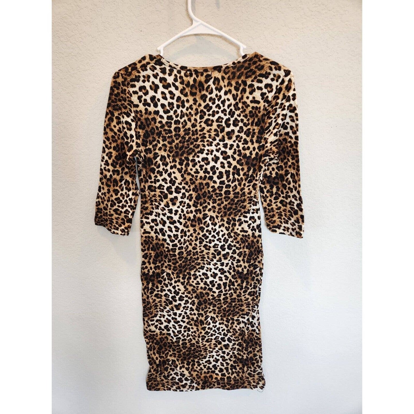 Vintage Y2K Love mujeres Sz L manga larga camisa vestido leopardo guepardo estampado