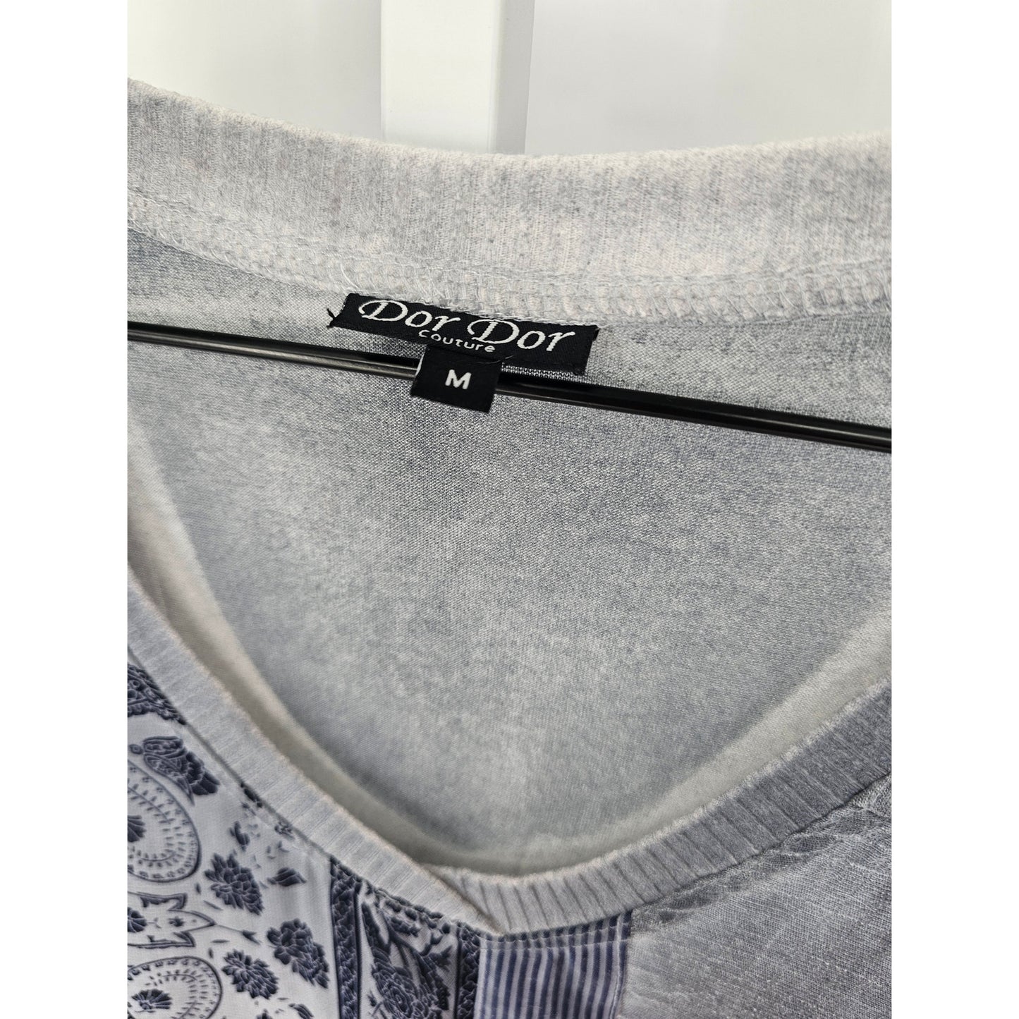 Dor Dor Couture Women M Sleeveless Knee Length Shirt Dress Light Blue Patchwork