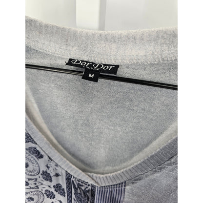 Dor Dor Couture Women M Sleeveless Knee Length Shirt Dress Light Blue Patchwork