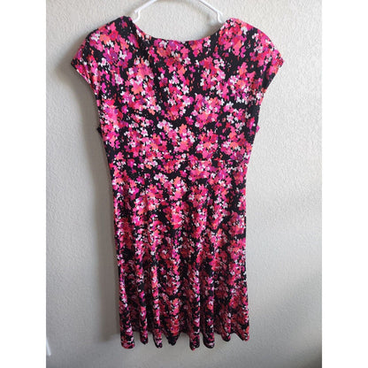 Evan Picone Womens Sz 10 Below Knee Pink and Black Floral Career Dress