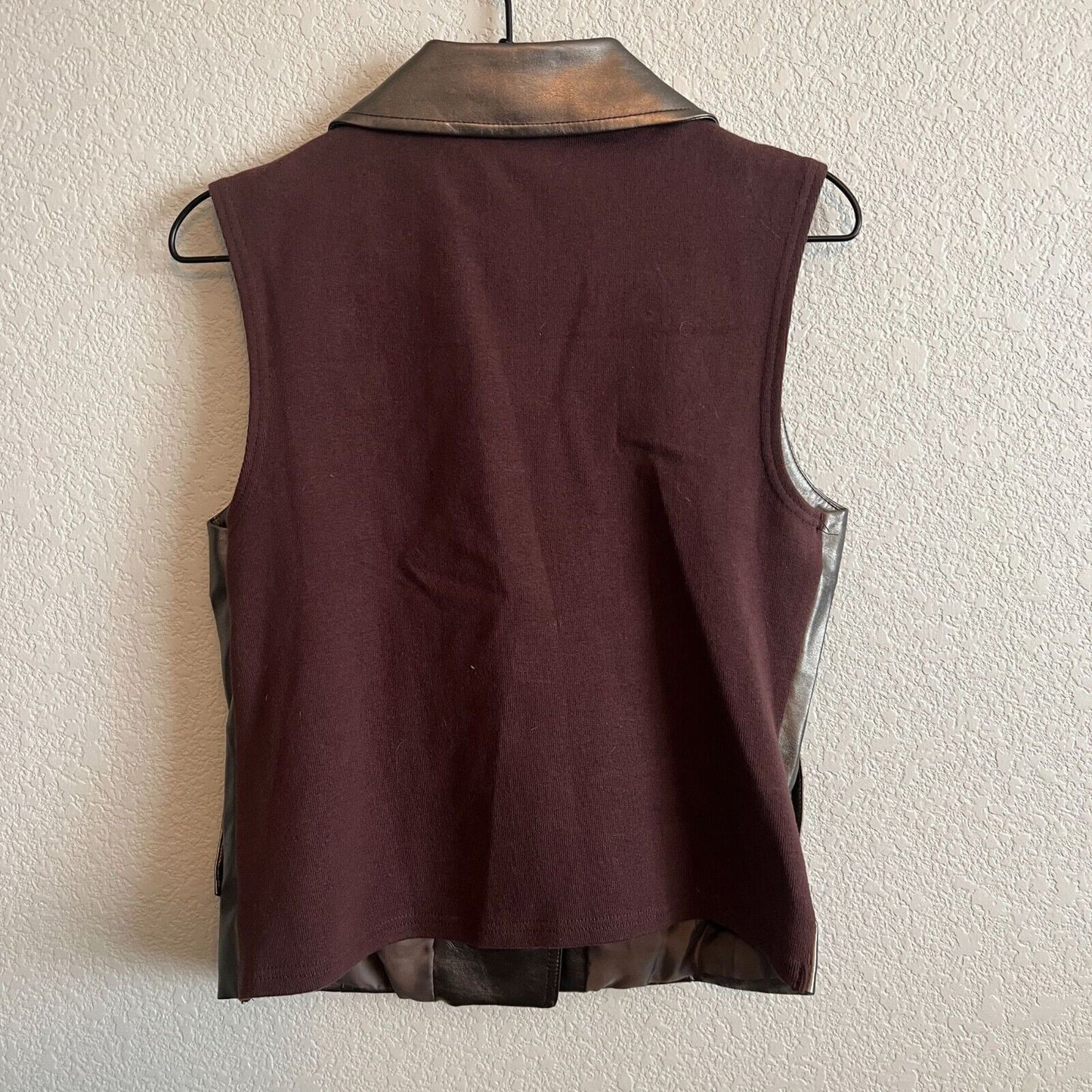 Vintage NY Collection Womens Sz M Faux Leather Moto Vest Bronze Zip Up