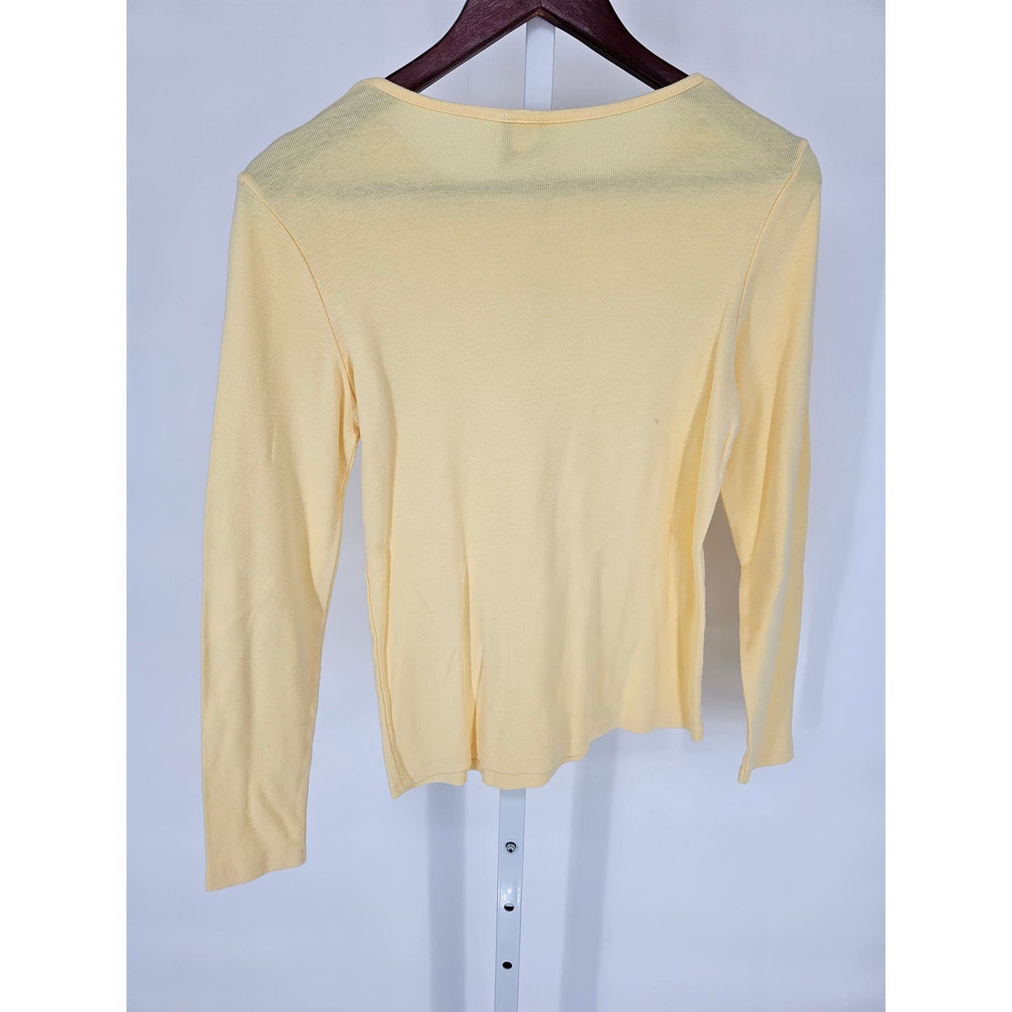 Vintage Y2K Old Navy Womens Sz S Long Sleeve T shirt Butter Yellow Cotton