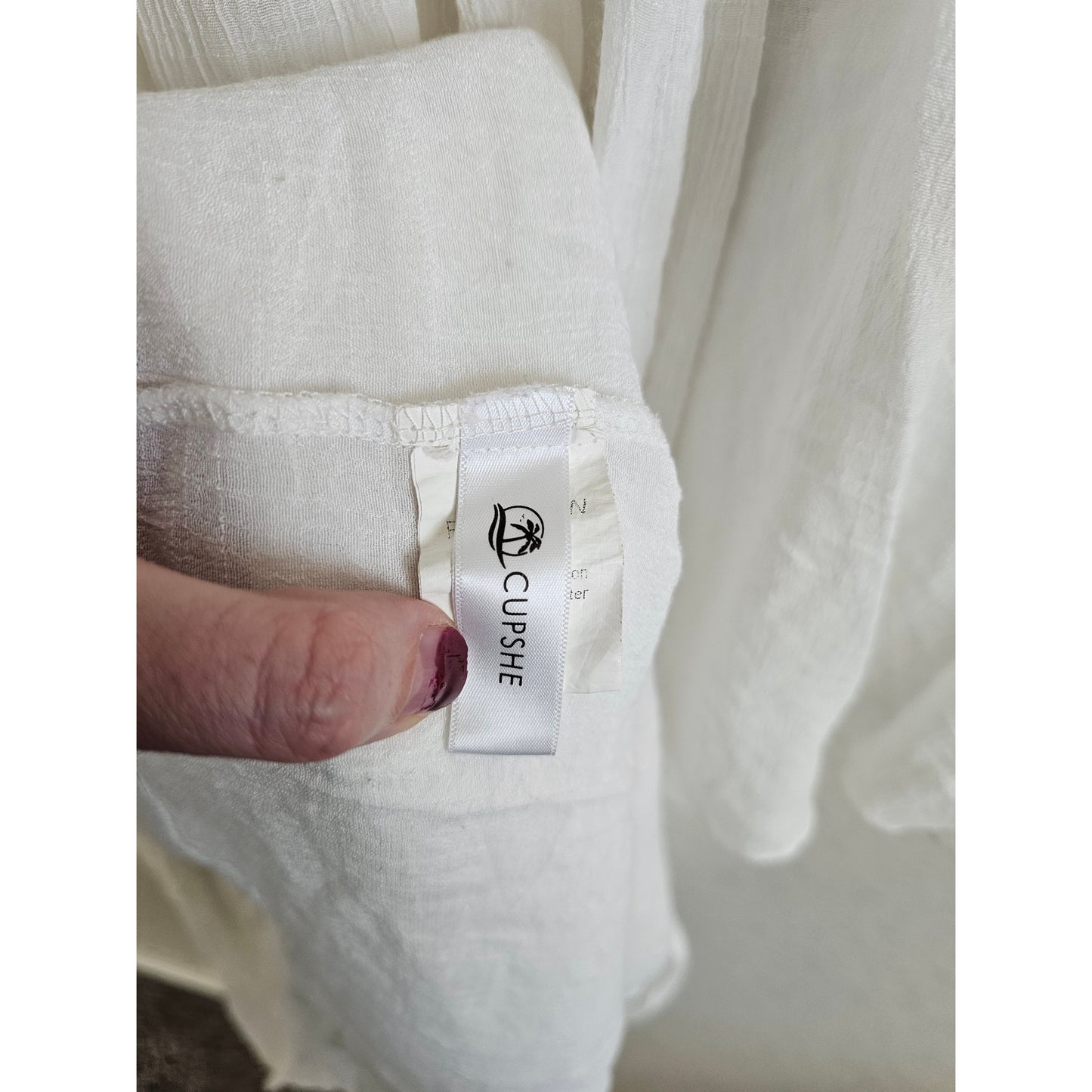 Cupshe Womens OS One Size Swimsuit Coverup White Gauzy Boho Tie Front