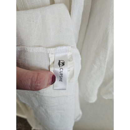 Cupshe Womens OS One Size Swimsuit Coverup White Gauzy Boho Tie Front