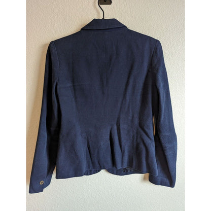 Merona Womens Sz 4 Single Button Thick Knit Blazer Navy Blue