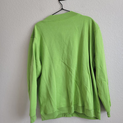 Blair Womens Sz L Snap Front Sweater Jacket Bright Lime Green Cotton Blend