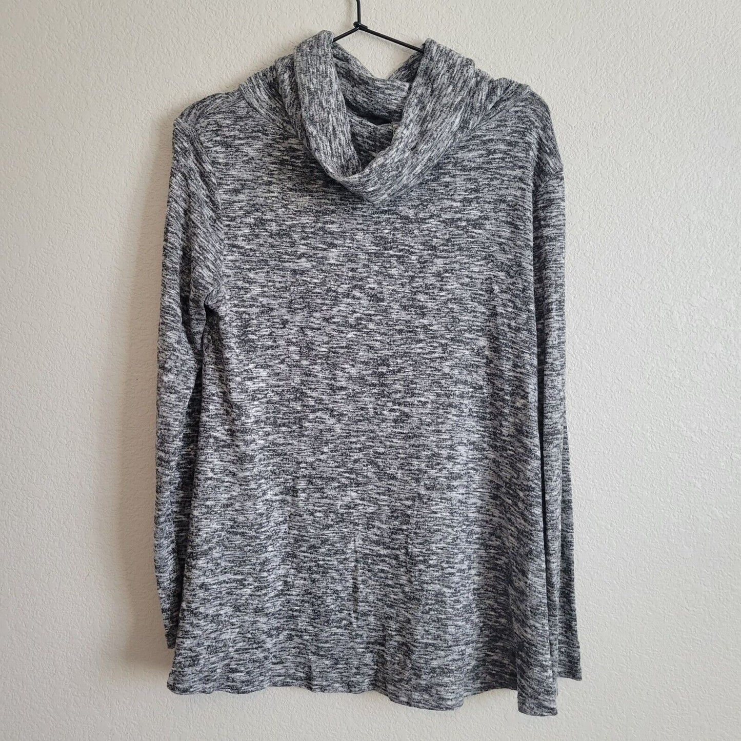 Alya Womens Sz M Cowl Neck Lightweight Sweater Gray Spacedye