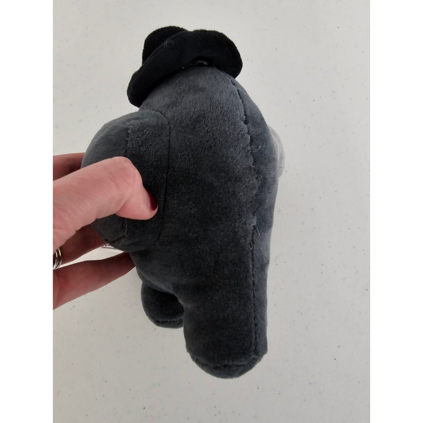 Among Us Plush Stuffed Animal Gray w/ Black Hat