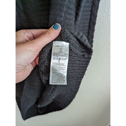 Gap Womens Sz S Cableknit Knee Length Sweater Dress Black Long Sleeve