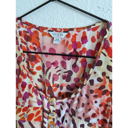 Guess Womens Sz XS Knee Length Sleeveless Dress w/ Pockets Red Pink Purple