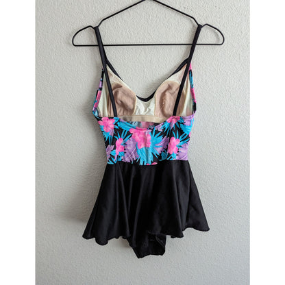 Vintage 1990s Pacific Connections Womens Sz 12 One Piece Swimsuit Floral