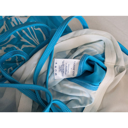 Lands' End Womens Sz 6 Tankini Swimsuit Top Light Blue White Floral