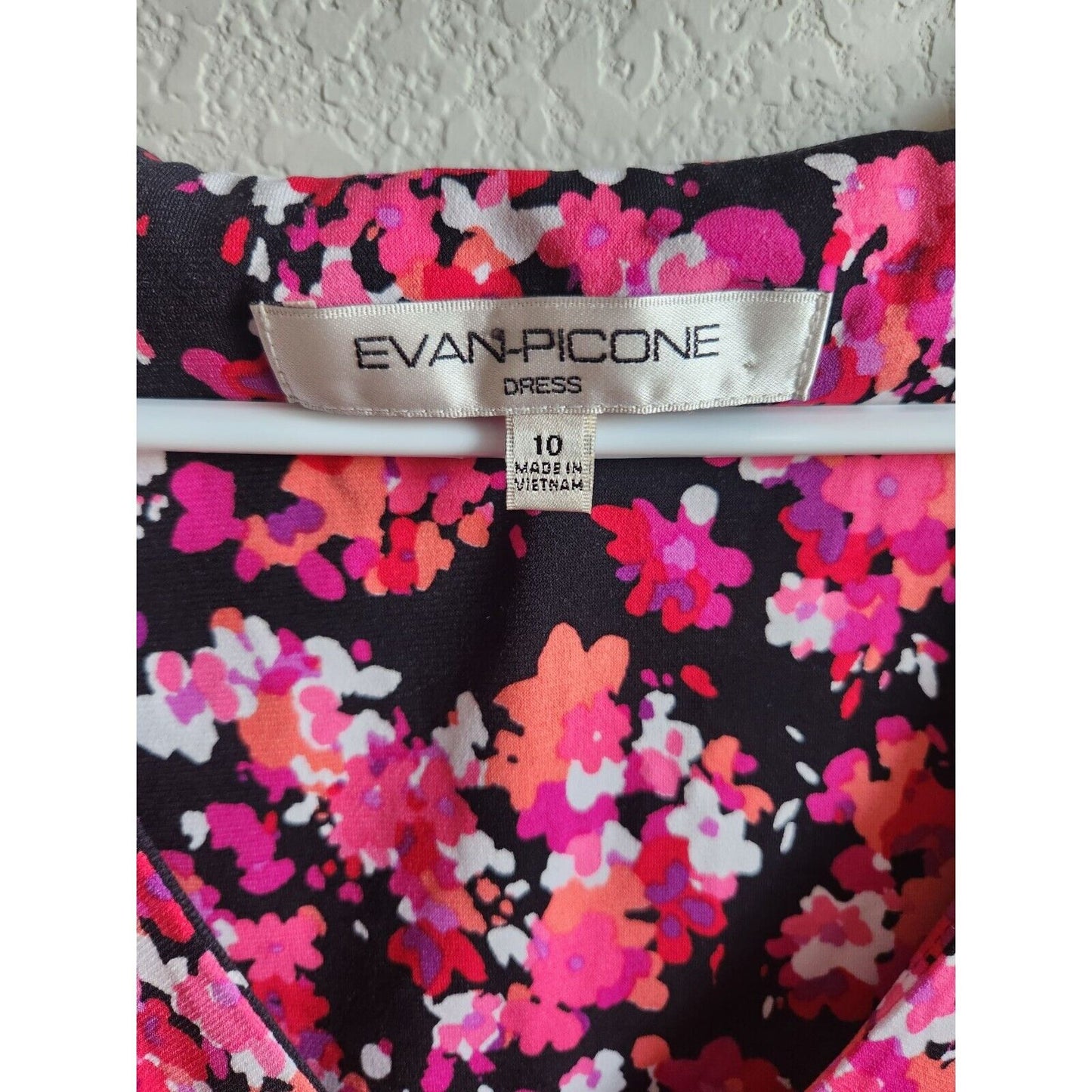 Evan Picone Womens Sz 10 Below Knee Pink and Black Floral Career Dress