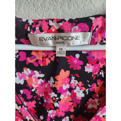 Evan Picone Womens Sz 10 Below Knee Pink and Black Floral Career Dress