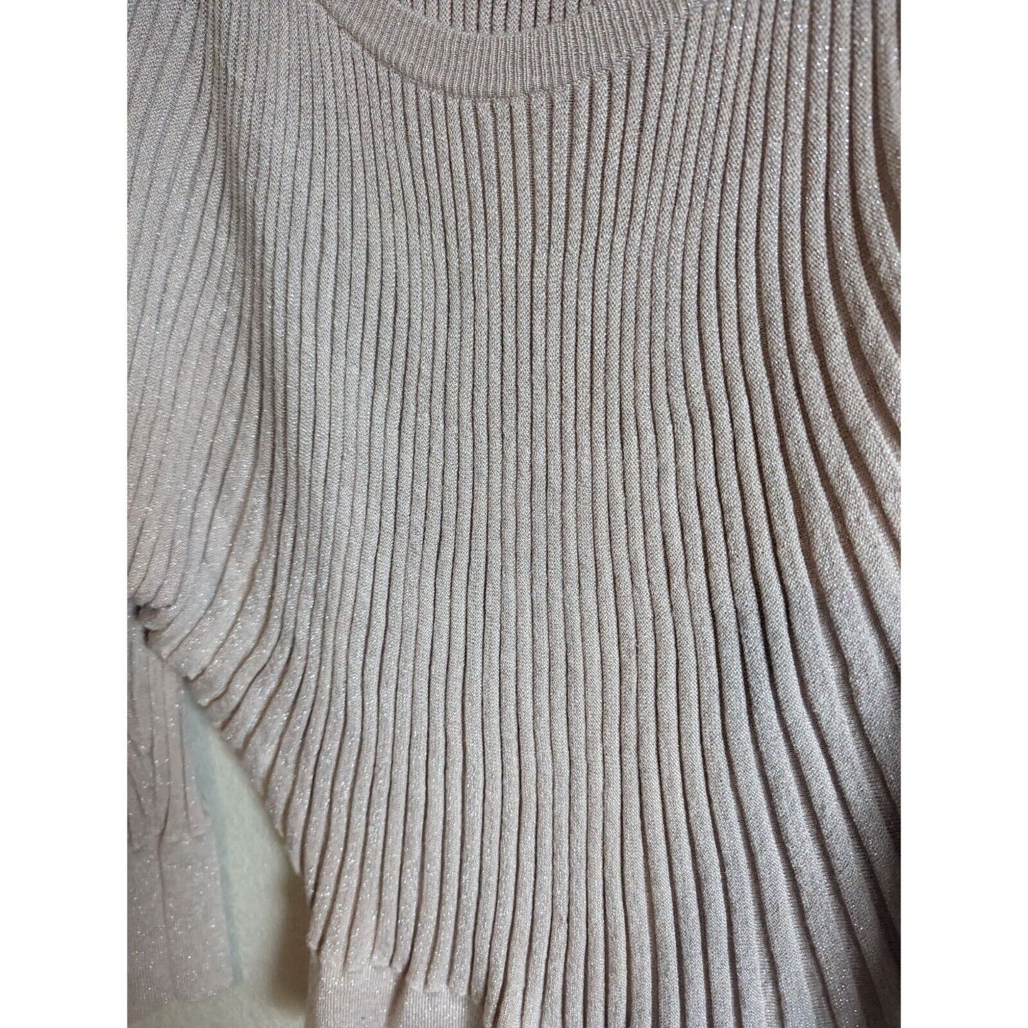 Jennifer Lopez Womens Sz XS Blush Pink Metallic Weave Sweater Ribbed