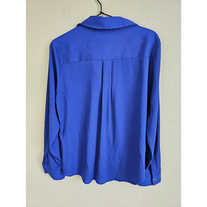 Ivanka Trump Womens Sz M Long Sleeve Button Up Shirt Royal Blue