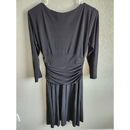 Jones New York Womens Sz 8 Midi Length Long Sleeve Dress Solid Black