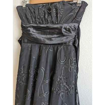 Vintage Y2K B Darlin Womens Sz M Black Strapless Formal Dress Floral