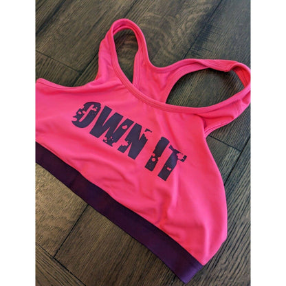 Danskin Now Womens Sz M (8-10) Fitted Sports Bra Bright Pink Own It