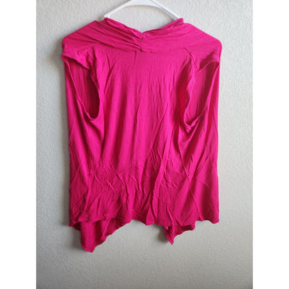 Melissa Paige Womens Sz S Hot Pink V Neck Sleeveless Draped Blouse