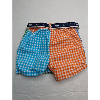 Ralph lauren Baby Girls Sz 6M Colorful Buffalo Plaid Belted Preppy Shorts