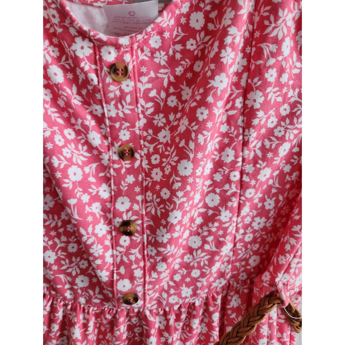 Vintage No Boundaries Juniors Sz L High Low Sundress Pink Floral Belted NEW