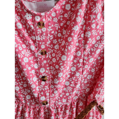 Vintage No Boundaries Juniors Sz L High Low Sundress Pink Floral Belted NEW