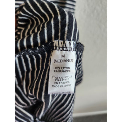 Heart & Hips Womens Sz M Midi T shirt dress Black White Striped