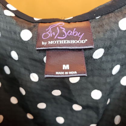 Oh Baby Motherhood Maternity M Knee Length Black and White Polka Dot Dress