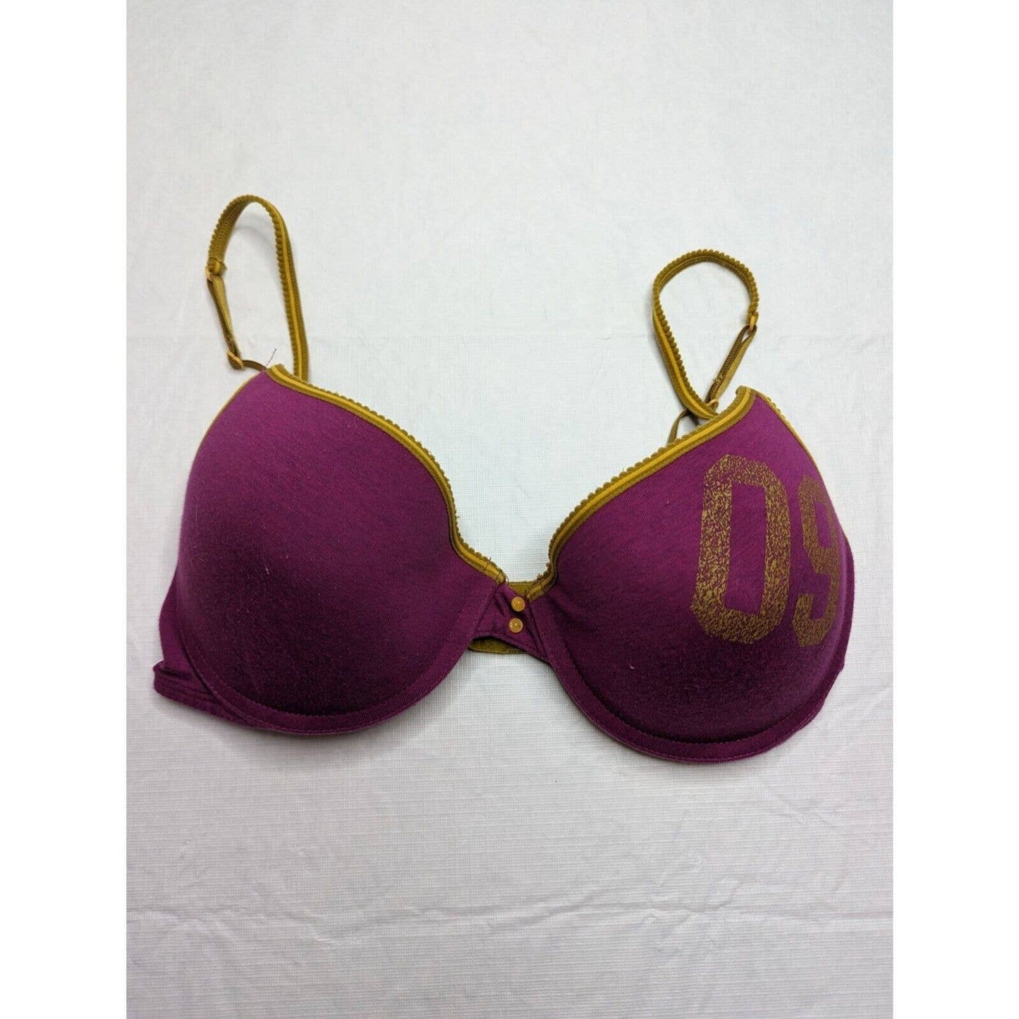 Vintage Y2K No Boundaries Womens Sz 36C Padded Push Up Bra Purple Gold