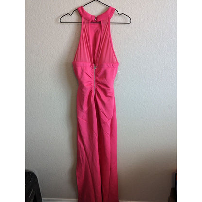 Honey and Rosie Sz L Maxi Dress Prom Formal Pink Rhinestone Cutout Front