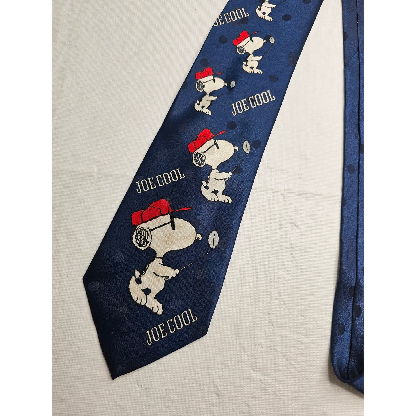 Vintage Y2K Peanuts Joe Cool Mens Blue Tie Necktie Snoopy Golfing Cervantes