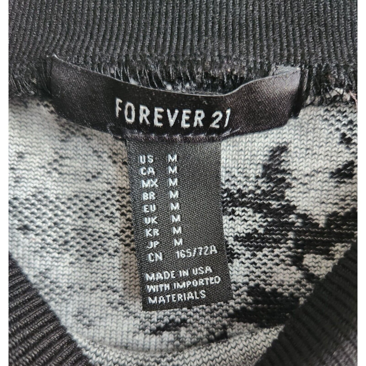 Forever 21 Womens Sz M Knee Length Pencil Skirt Black White Marble Knit