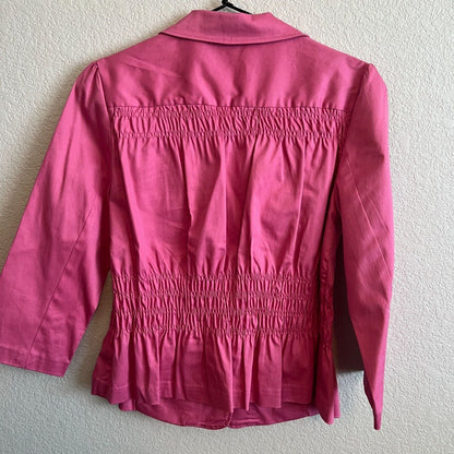 Vintage 1990s Sunny Leigh Womens Ruched Bubblegum Pink Blazer Jacket PM
