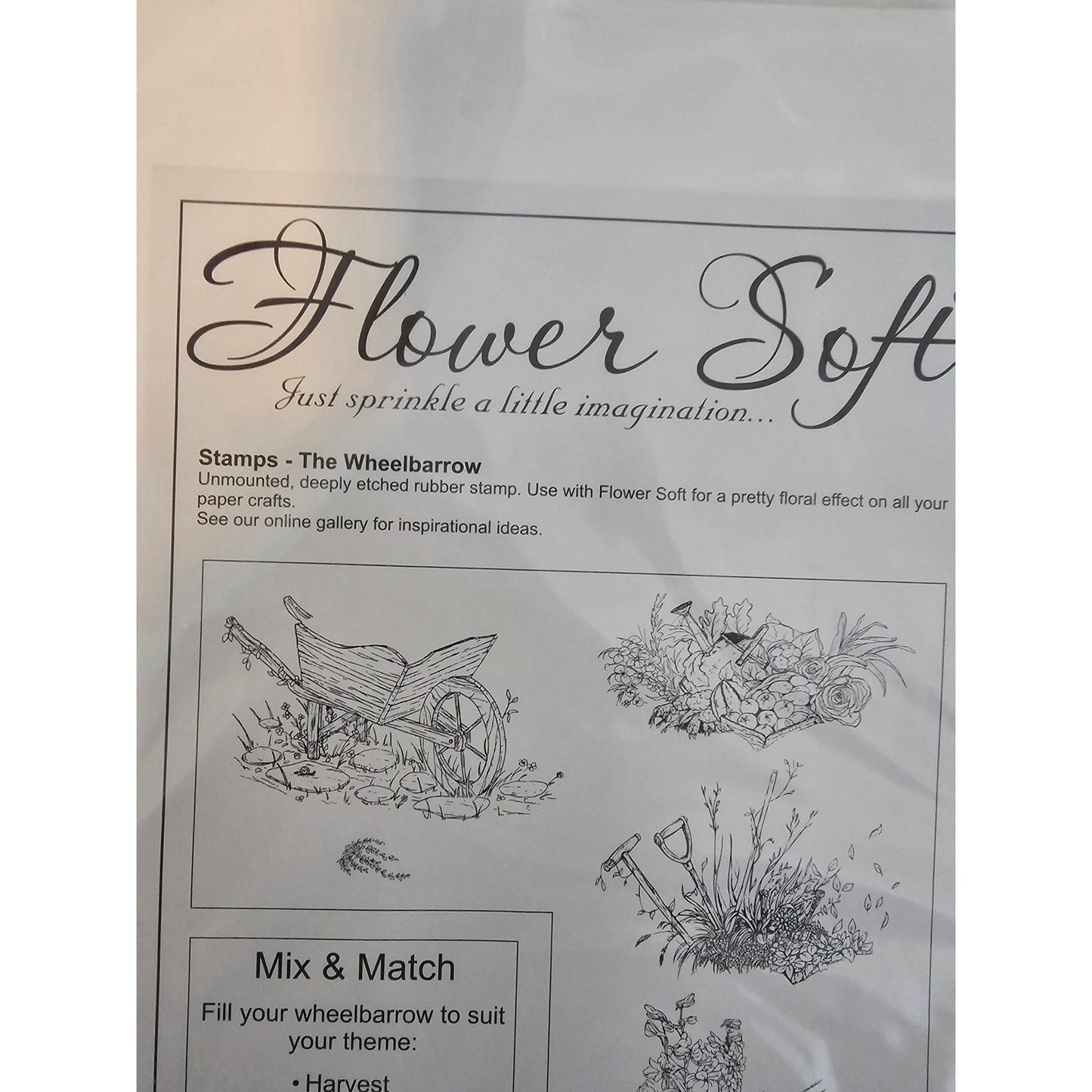 Lot of Unmounted Rubber Stamps Flower Soft Wheelbarrow Garden Intricate