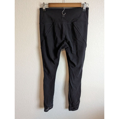 Athleta Womens Sz S Compression Leggings Black Mesh Bottom Cropped