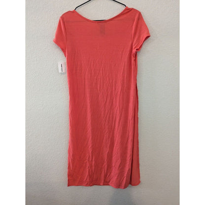 Kristin Nicole Womens Sz M Short Sleeve Shirt Dress Coral Pink Midi NEW