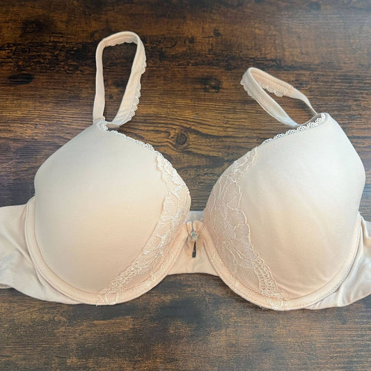 Victorias Secret Womens Sz 34C Padded Perfect Coverage Bra Light Beige