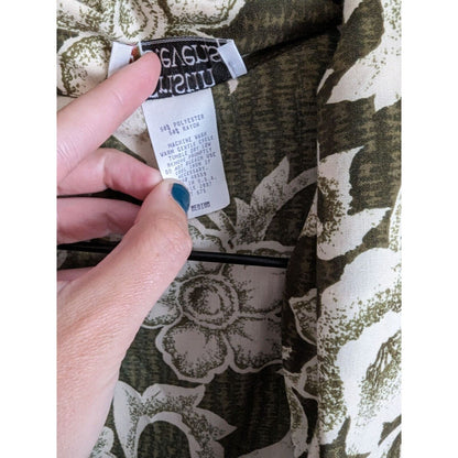 Vintage Cristin Stevens Womens Sz M Single Button Blazer Green Floral