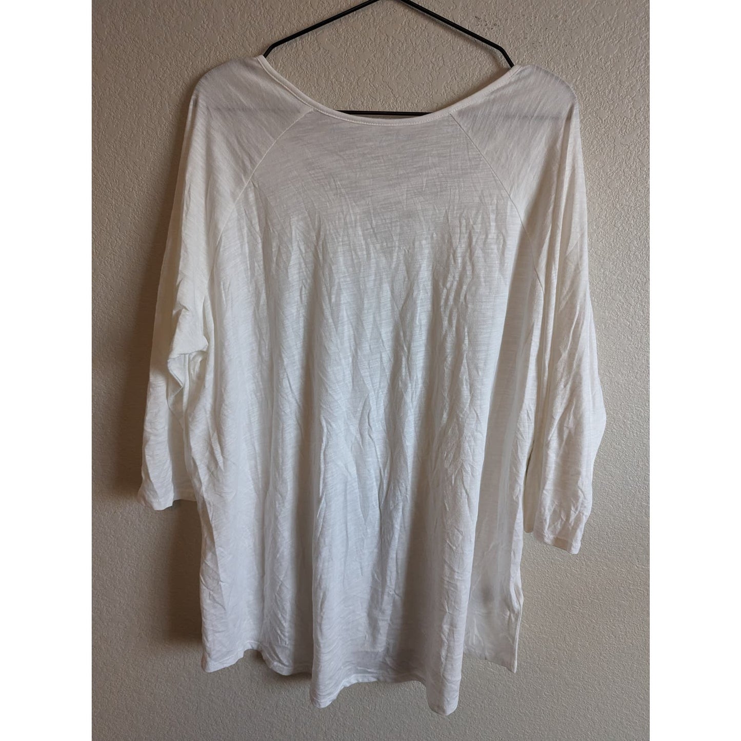 Eddie Bauer Womens Sz XXL Solid White 3/4 Sleeve Cotton T Shirt NEW