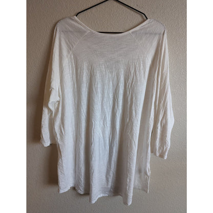 Eddie Bauer Womens Sz XXL Solid White 3/4 Sleeve Cotton T Shirt NEW