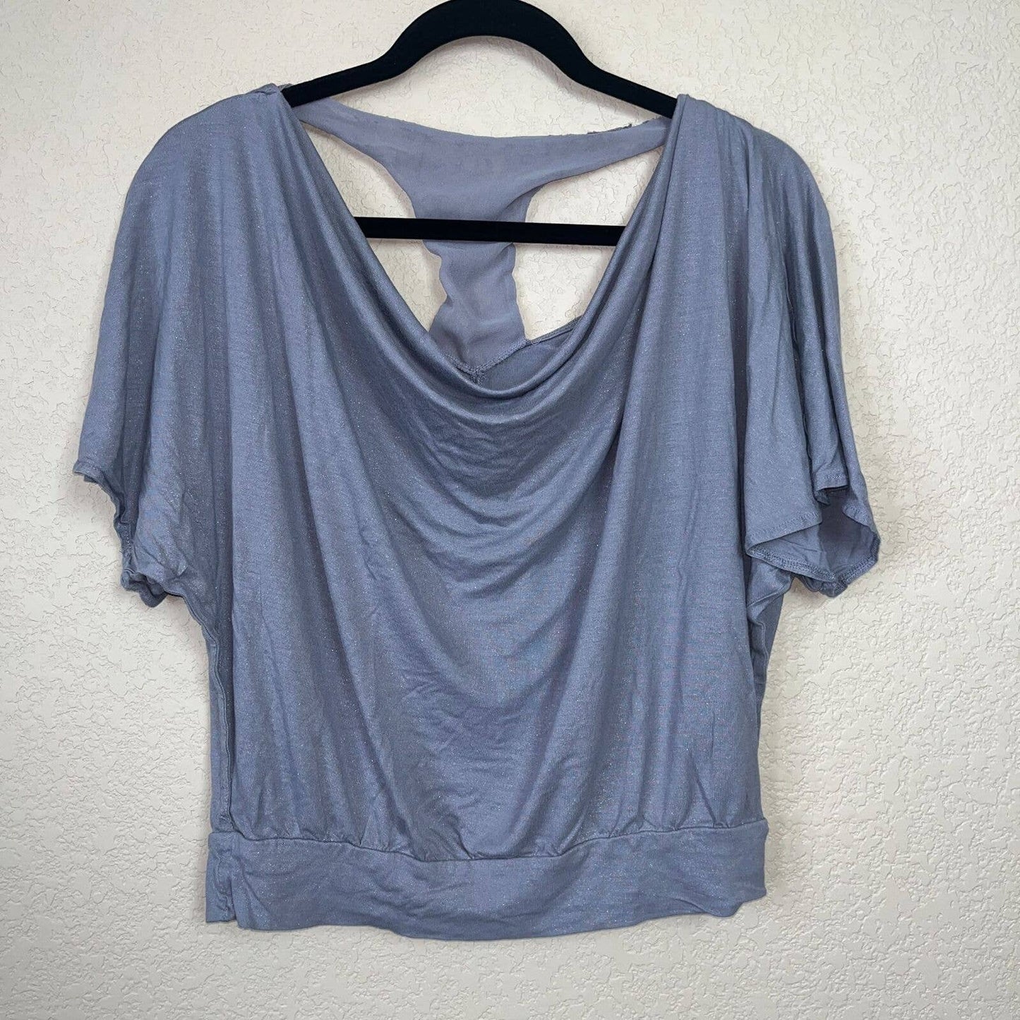 Express Womens Sz S Slouchy Scoop Neck Blouse Gray Purple